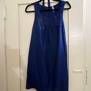 Blue slip dress with belt